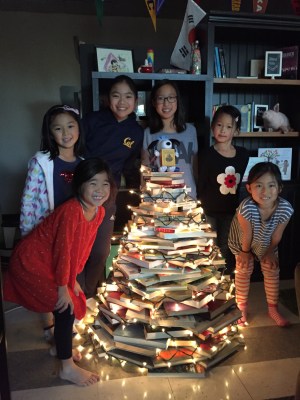 tree picture with 1st graders